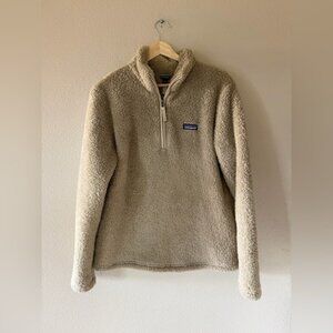 Patagonia Los Gatos Quarter Zip Fleece Pullover Sweatshirt Cozy Tan Teddy Jacket